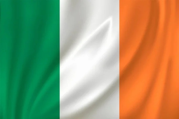 Flagge Von Irland Weht Wind Auf Seidenem Hintergrund — Stockvektor