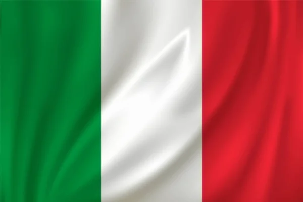 Bandiera Italia Sventola Nel Vento Fondo Seta — Vettoriale Stock