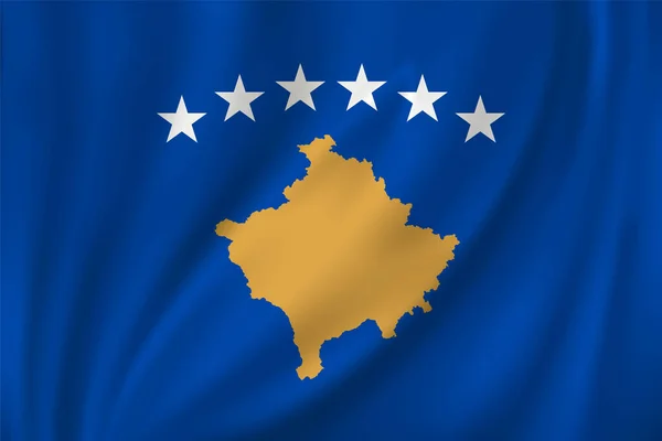 Флаг Косово Размахивающий Ветру Шелковом Фоне — стоковый вектор