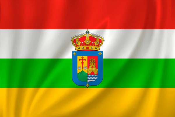 Прапор Ріоха Махає Вітром Шовковому Тлі Держава Іспанія — стоковий вектор