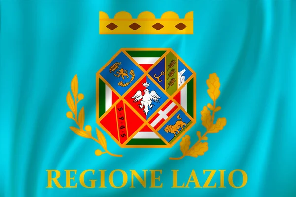 Bandeira Lácio Acenando Vento Sobre Fundo Seda Estado Itália — Vetor de Stock