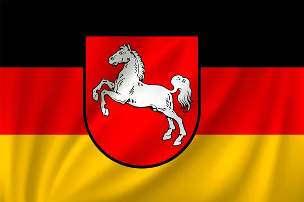 Pek Arka Planda Rüzgarda Dalgalanan Aşağı Saksonya Bayrağı Almanya — Stok Vektör