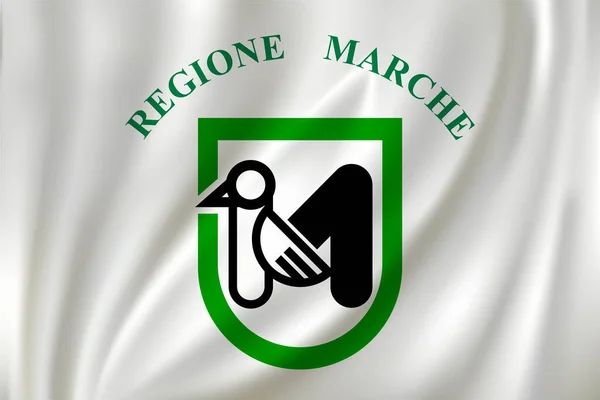 Bandeira Marche Acenando Vento Sobre Fundo Seda Estado Itália — Vetor de Stock