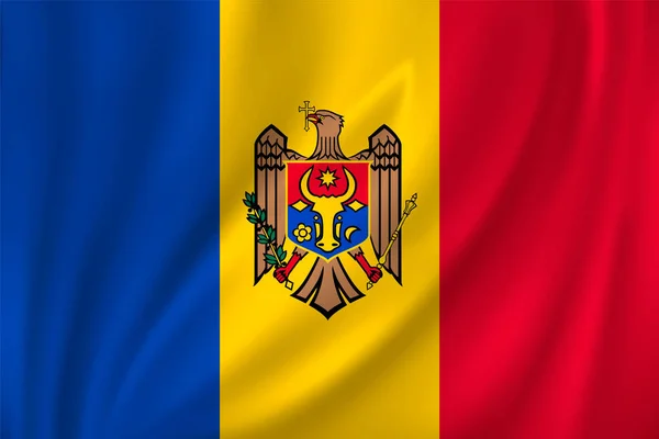 Drapeau Moldavie Agitant Dans Vent Sur Fond Soie — Image vectorielle