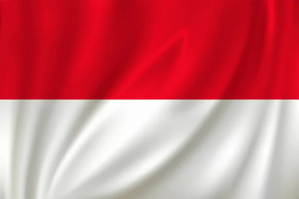 Flagga Monaco Vinka Vinden Silke Bakgrund — Stock vektor
