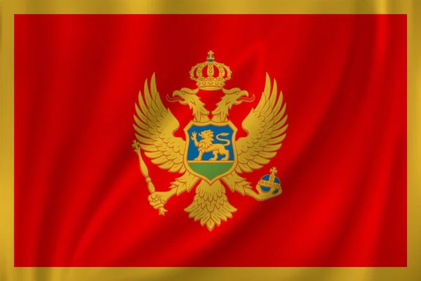 Flag Montenegro Waving Wind Silk Background — Stock Vector