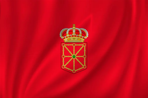 Прапор Наварри Махає Вітром Шовковому Тлі Держава Іспанія — стоковий вектор