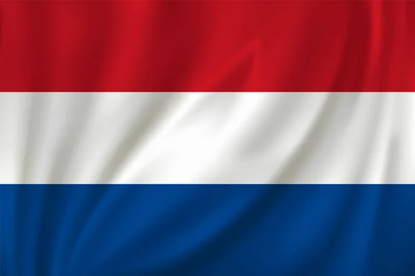 荷兰国旗在丝质背景的风中飘扬 — 图库矢量图片