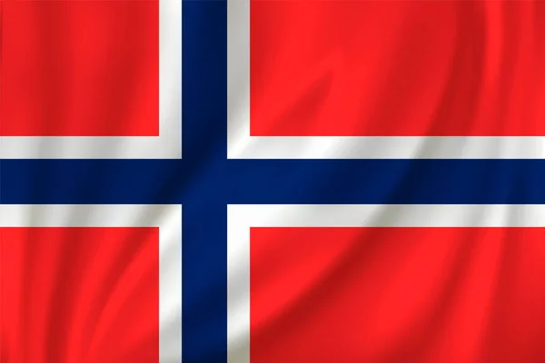 Drapeau Norvège Agitant Dans Vent Sur Fond Soie — Image vectorielle
