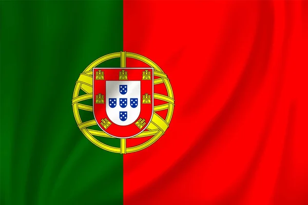 Bandiera Del Portogallo Sventola Nel Vento Sfondo Seta — Vettoriale Stock