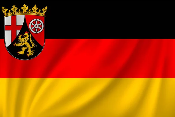 Pek Arka Planda Rüzgarda Dalgalanan Rhineland Palatinate Bayrağı Almanya — Stok Vektör