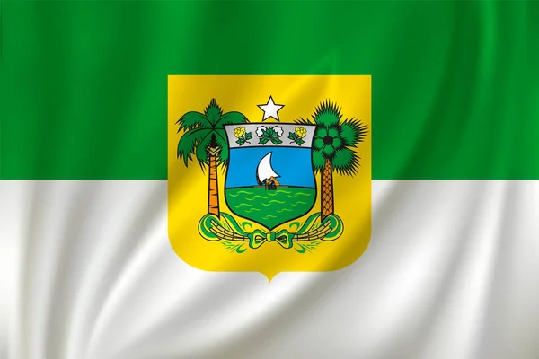 Флаг Риу Гранди Норте Размахивающий Ветром Шелковом Фоне Штат Бразилия — стоковый вектор
