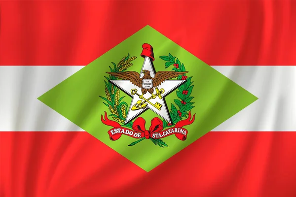 Flagga Santa Catarina Vinka Vinden Silke Bakgrund Delstat Brasilien — Stock vektor