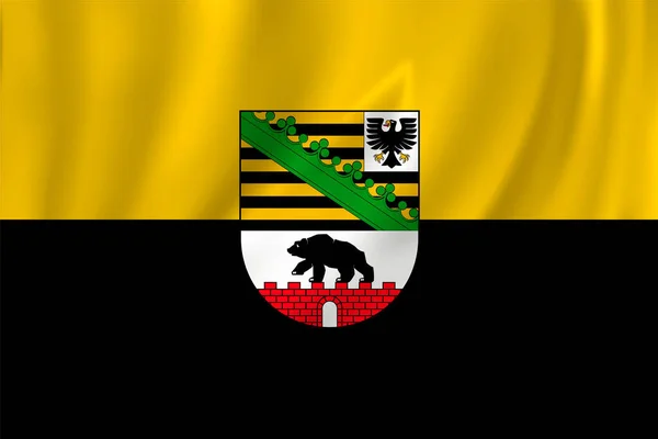 Flagga Sachsen Anhalt Vinka Vinden Silke Bakgrund Staten Tyskland — Stock vektor