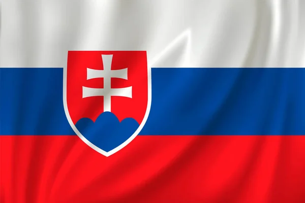 Bandiera Della Slovacchia Sventola Nel Vento Sfondo Seta — Vettoriale Stock