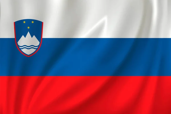 Bandeira Eslovénia Acenando Vento Sobre Fundo Seda —  Vetores de Stock