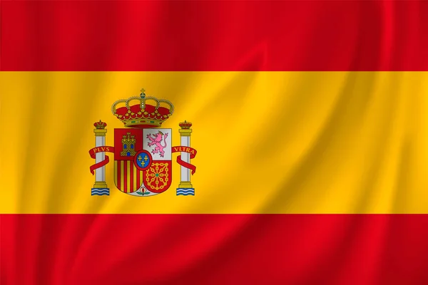Drapeau Espagne Agitant Dans Vent Sur Fond Soie — Image vectorielle