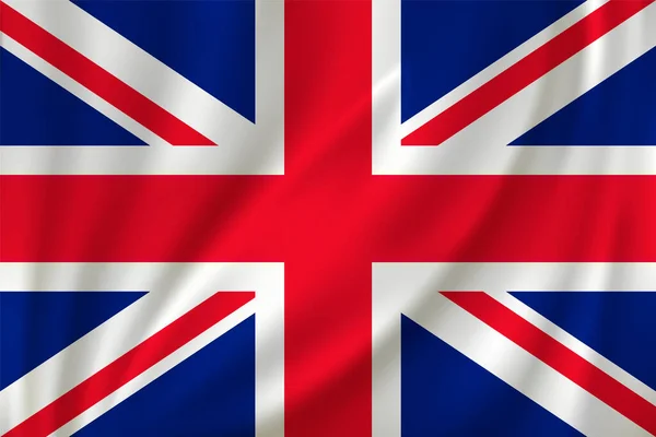 Флаг Великобритании Размахивающий Ветру Шелковом Фоне — стоковый вектор