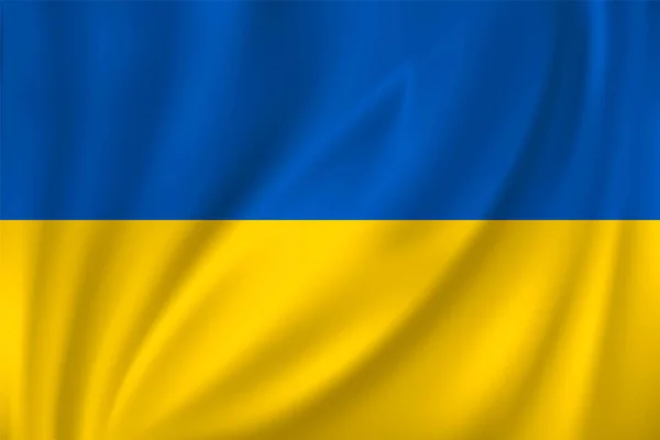 絹の背景に風になびくウクライナの旗 — ストックベクタ