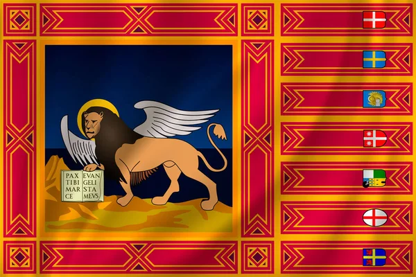 Bandera Veneto Ondeando Viento Sobre Fondo Seda Estado Italia — Archivo Imágenes Vectoriales