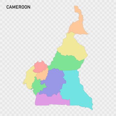 Bölgelerin sınırlarıyla izole edilmiş Kamerun haritası