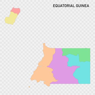 Bölgelerin sınırlarıyla izole edilmiş Ekvator Ginesi haritası
