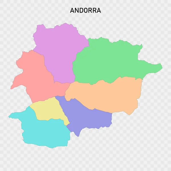 Isolerad Färgkarta Över Andorra Med Regionernas Gränser — Stock vektor