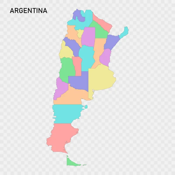 Μεμονωμένος Έγχρωμος Χάρτης Της Αργεντινής Σύνορα Των Περιοχών — Διανυσματικό Αρχείο