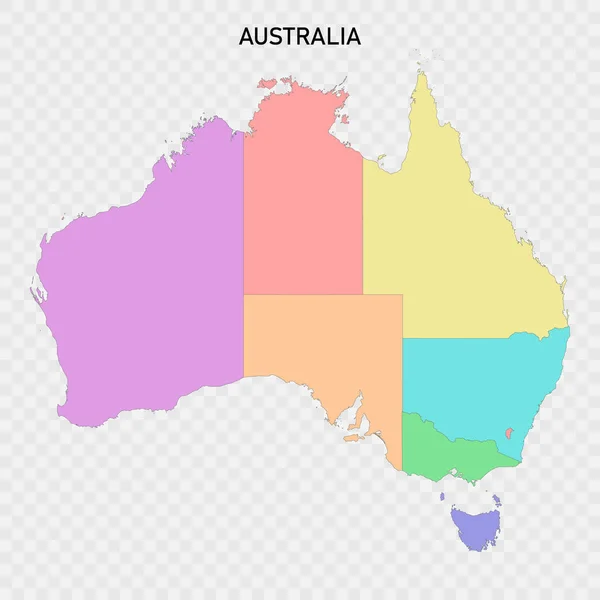 Mapa Aislado Australia Con Bordes Las Regiones — Archivo Imágenes Vectoriales