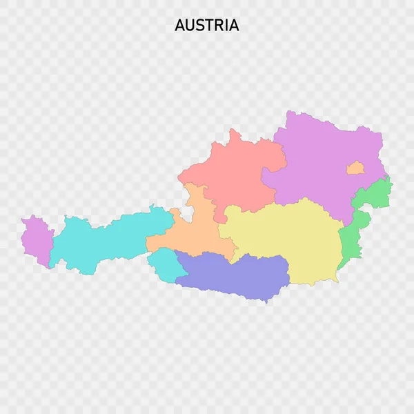 Bölgelerin Sınırlarıyla Avusturya Nın Izole Edilmiş Renkli Haritası — Stok Vektör