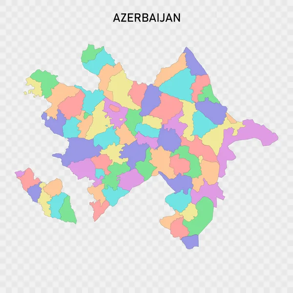 Isolerad Färgkarta Över Azerbajdzjan Med Regionernas Gränser — Stock vektor