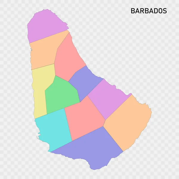 Mapa Colorido Isolado Barbados Com Fronteiras Das Regiões —  Vetores de Stock