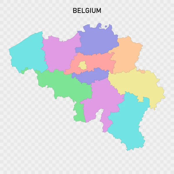 Mapa Colorido Isolado Bélgica Com Fronteiras Das Regiões — Vetor de Stock