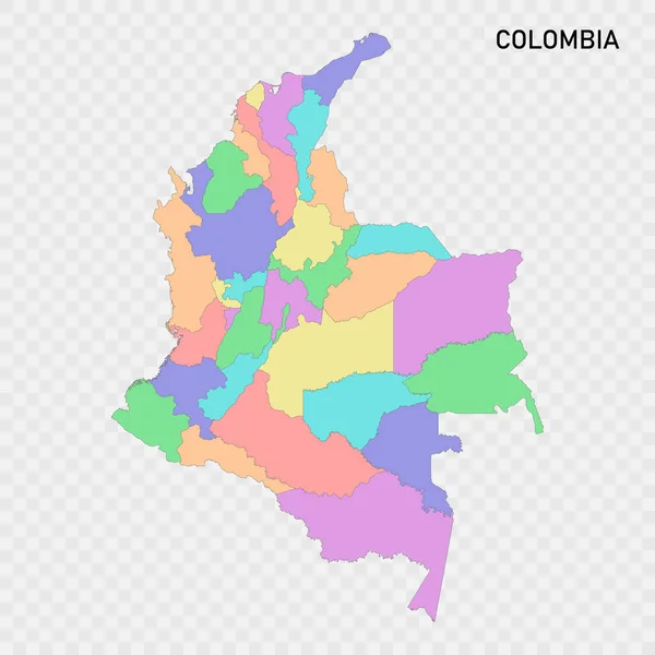 Geïsoleerde Gekleurde Kaart Van Colombia Met Grenzen Van Regio — Stockvector