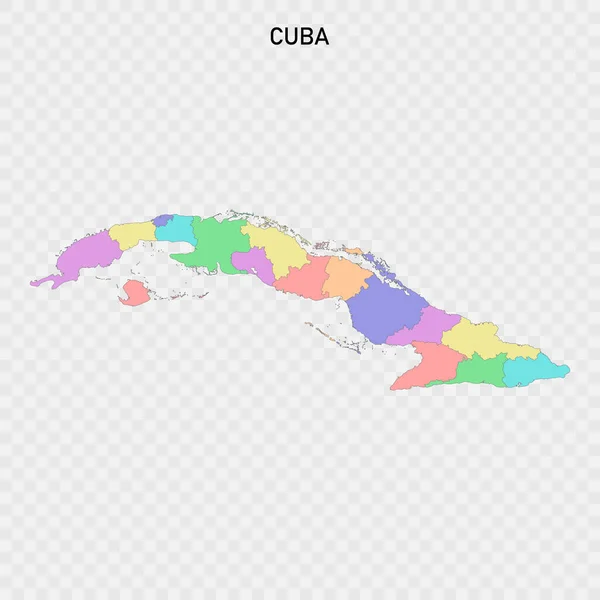 Isolerad Färgkarta Över Kuba Med Regionernas Gränser — Stock vektor