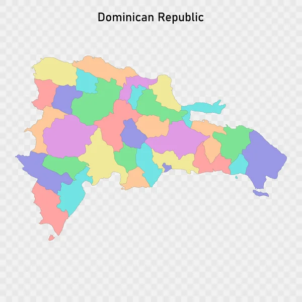 Mapa Aislado Colores República Dominicana Con Fronteras Las Regiones — Vector de stock