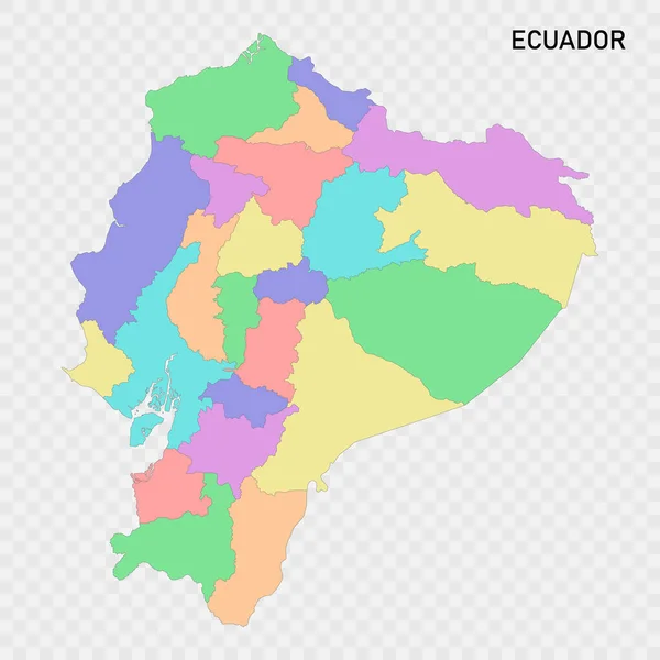 Mapa Aislado Color Ecuador Con Fronteras Las Regiones — Vector de stock