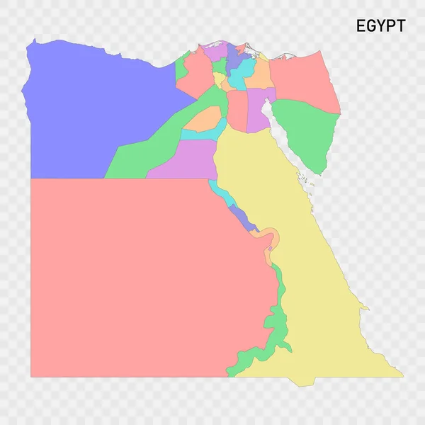 Aislado Mapa Color Egipto Con Las Fronteras Las Regiones — Vector de stock