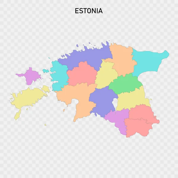 Isolierte Farbige Landkarte Von Estland Mit Den Grenzen Der Regionen — Stockvektor