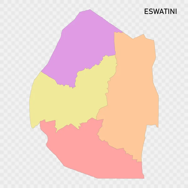 Mapa Color Aislado Eswatini Con Las Fronteras Las Regiones — Archivo Imágenes Vectoriales