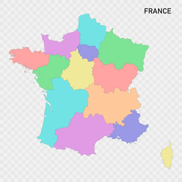 Franciaország Elszigetelt Színes Térképe Régiók Határaival — Stock Vector