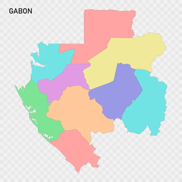 Mapa Gabón Color Aislado Con Las Fronteras Las Regiones — Vector de stock