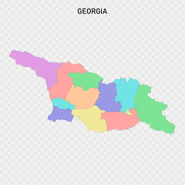 Mappa Colorata Isolata Della Georgia Con Confini Delle Regioni — Vettoriale Stock
