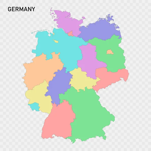 Isolierte Farbige Landkarte Von Deutschland Mit Den Grenzen Der Regionen — Stockvektor