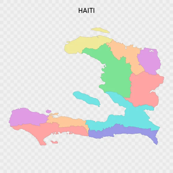 Mappa Colorata Isolata Haiti Con Confini Delle Regioni — Vettoriale Stock