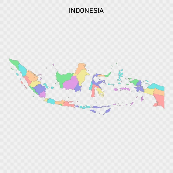 Peta Terisolasi Berwarna Indonesia Dengan Batas Batas Wilayah - Stok Vektor