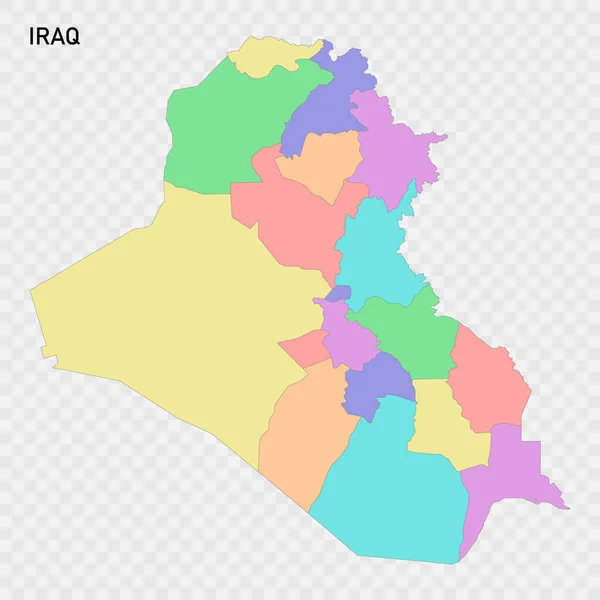 Irak Bölge Sınırlarıyla Izole Edilmiş Renkli Haritası — Stok Vektör