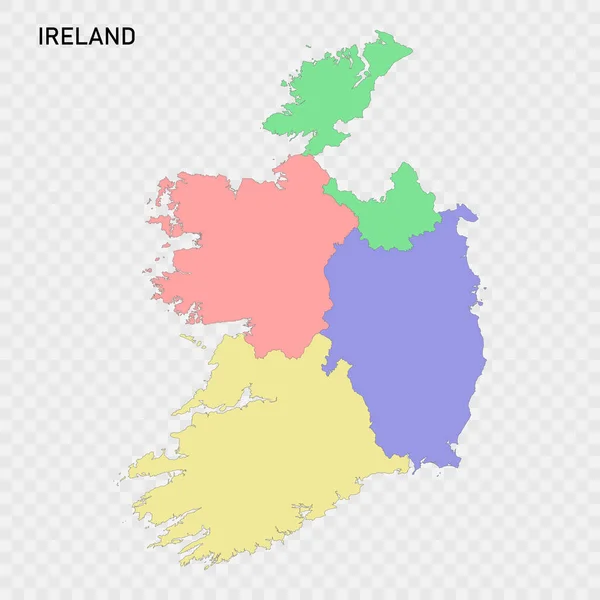 按区域划分的爱尔兰孤立的彩色地图 — 图库矢量图片