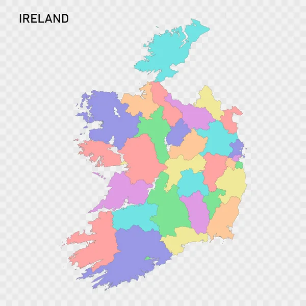Izolowana Kolorowa Mapa Irlandii Granicami Hrabstw — Wektor stockowy