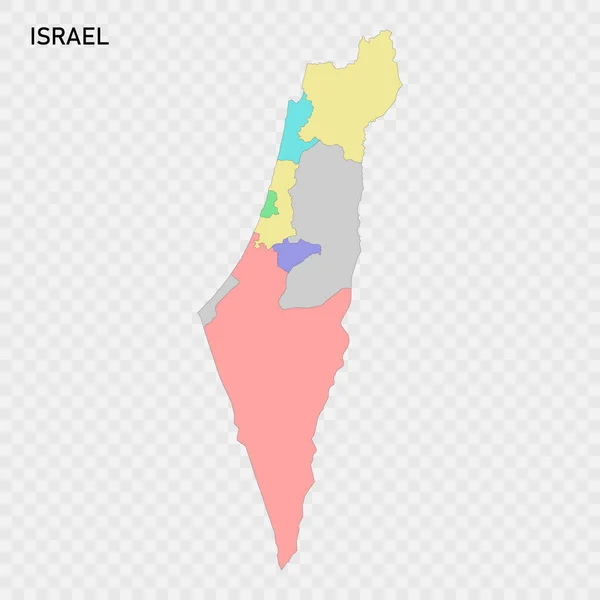 Izolowana Kolorowa Mapa Izraela Granicami Regionów — Wektor stockowy
